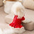 Strawberry knit pet jumper dress with cute flutter sleeves