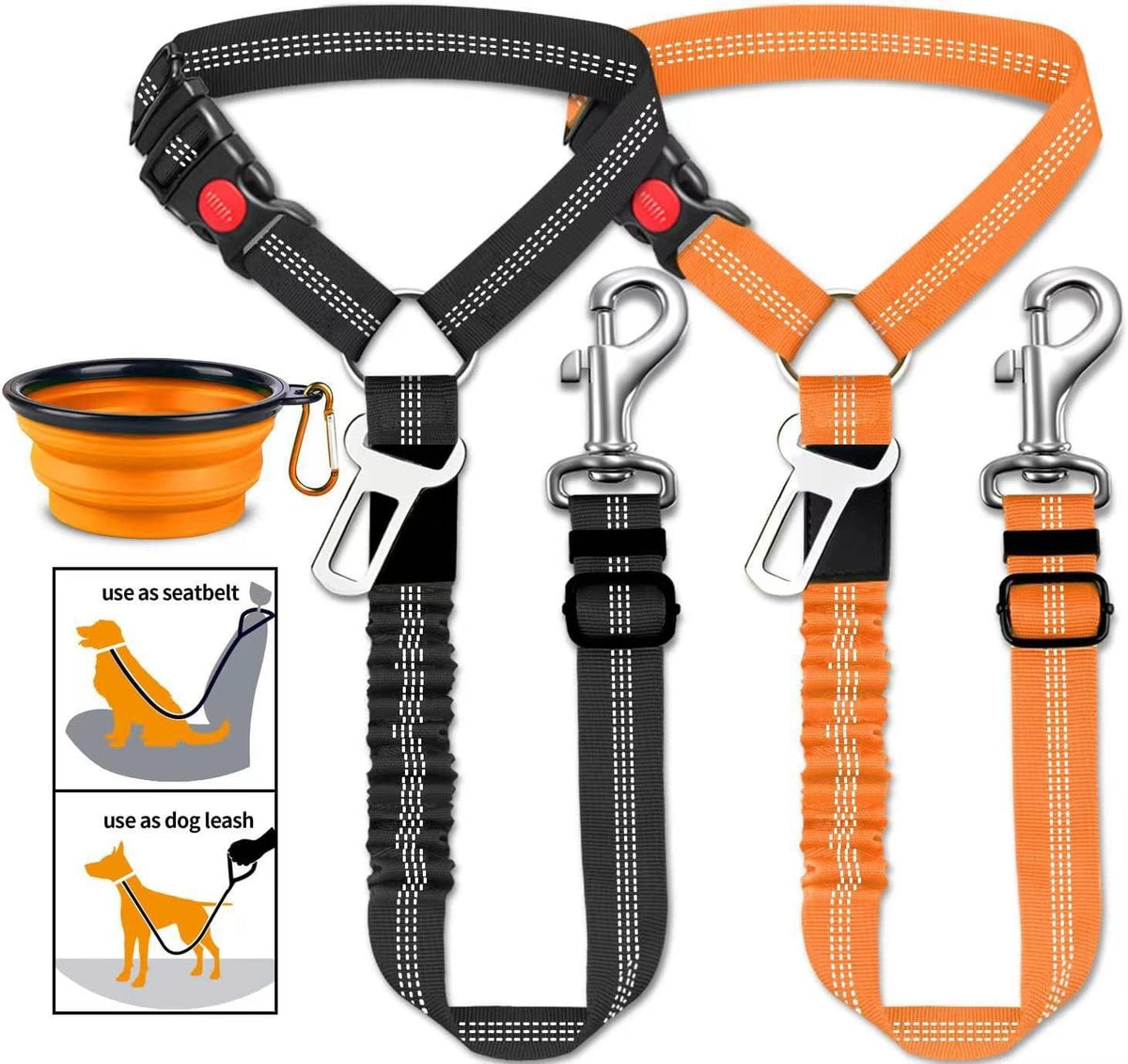 Shock-absorbing bungee lead for large dogs in 12 colour options