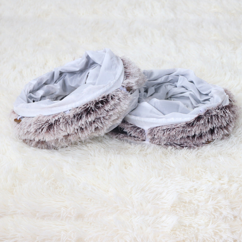 Plush PV fleece cat tunnel nest with removable cushion, view 4