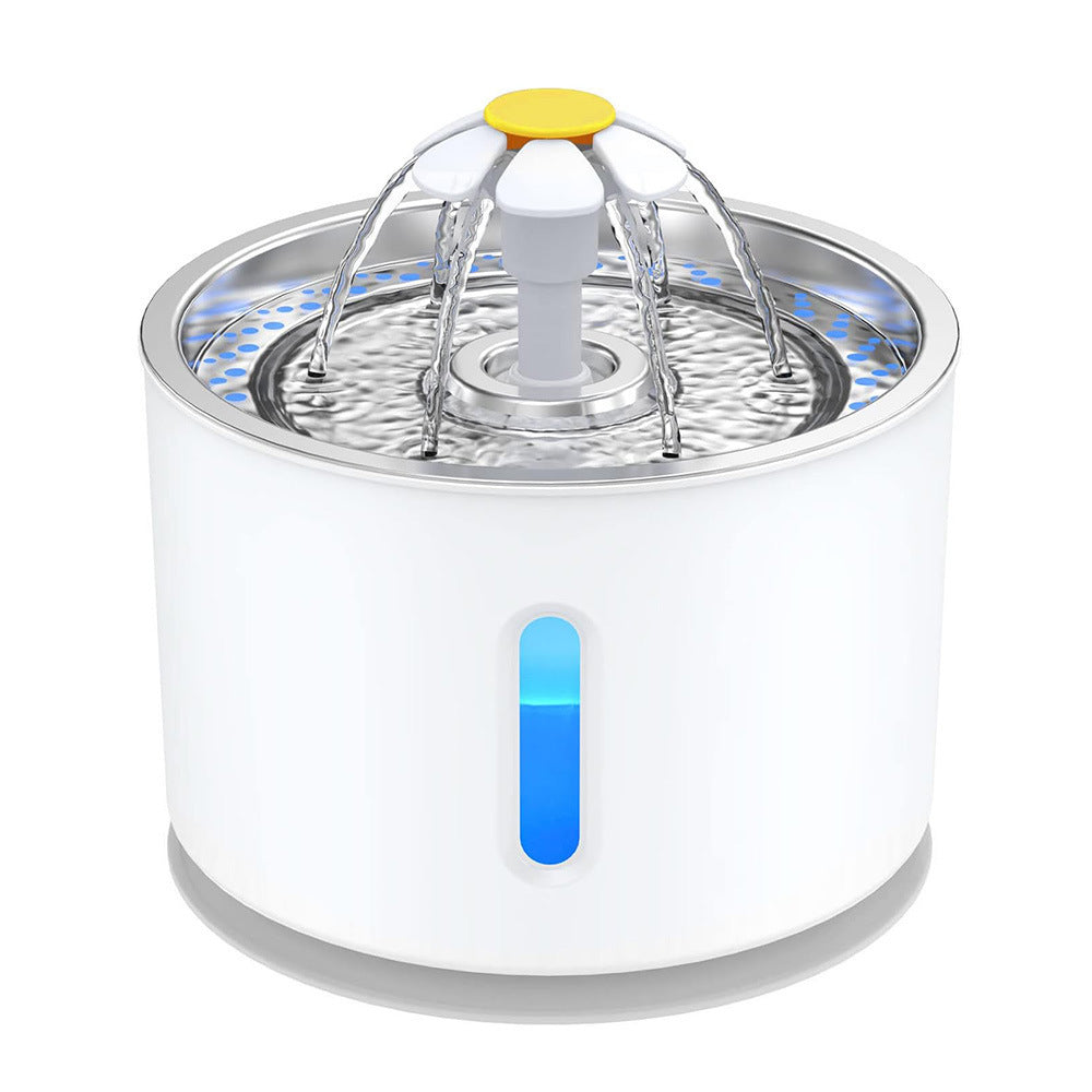 2.4L Pet Water Fountain with Flower-Shaped Spout, Filter and Quiet Pump for Cats