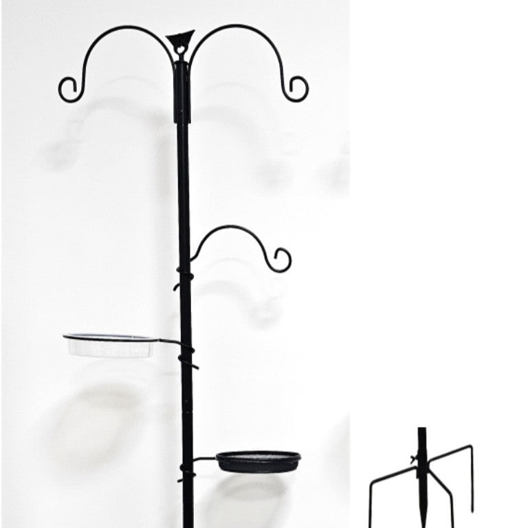 Black wrought iron bird feeder stand accessories for gardens, view 3