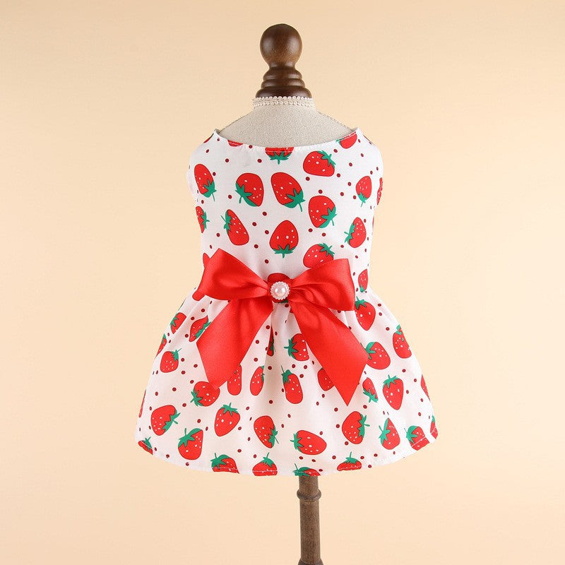 Bow print strap dress for small dogs and cats, available in 4 styles, image 4