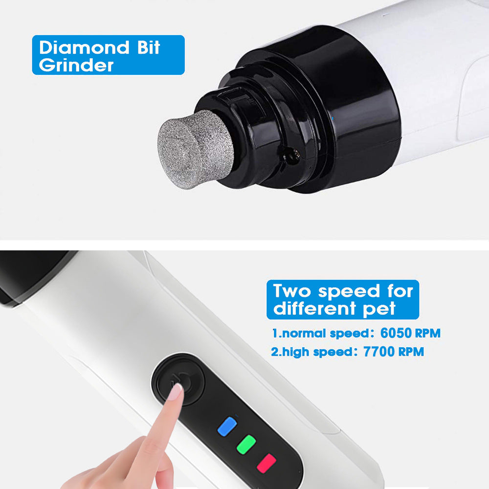 Dual-Speed Electric Pet Nail Grinder, Quiet Diamond Claw File