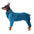 Adjustable high neck fleece coat for large dogs in Turquoise, front view