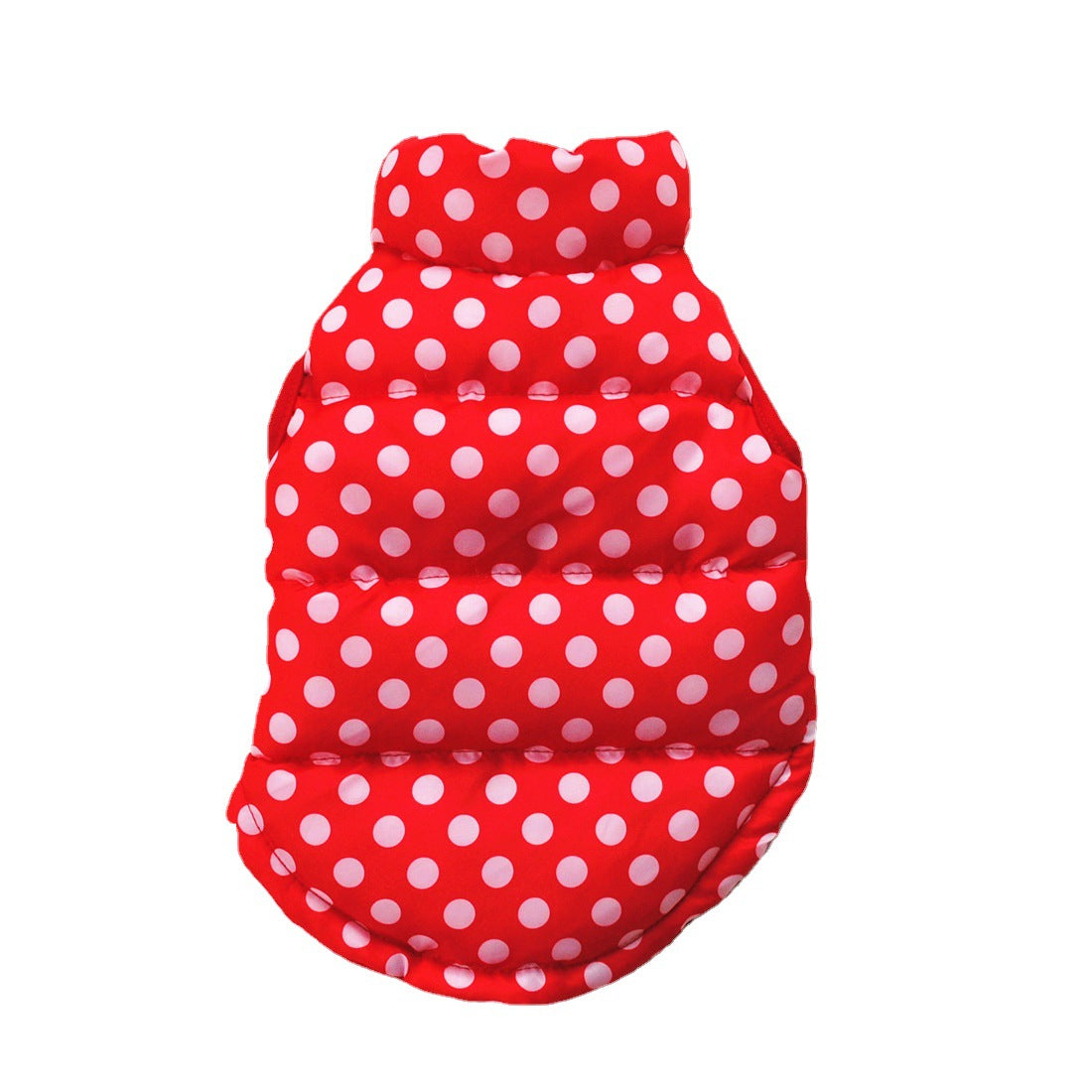 Colour block puffer dog coat with button front in Black, showing size and shape
