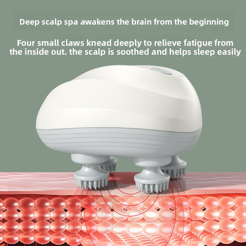 White electric octopus pet massager brush with soft bristles, photo 2