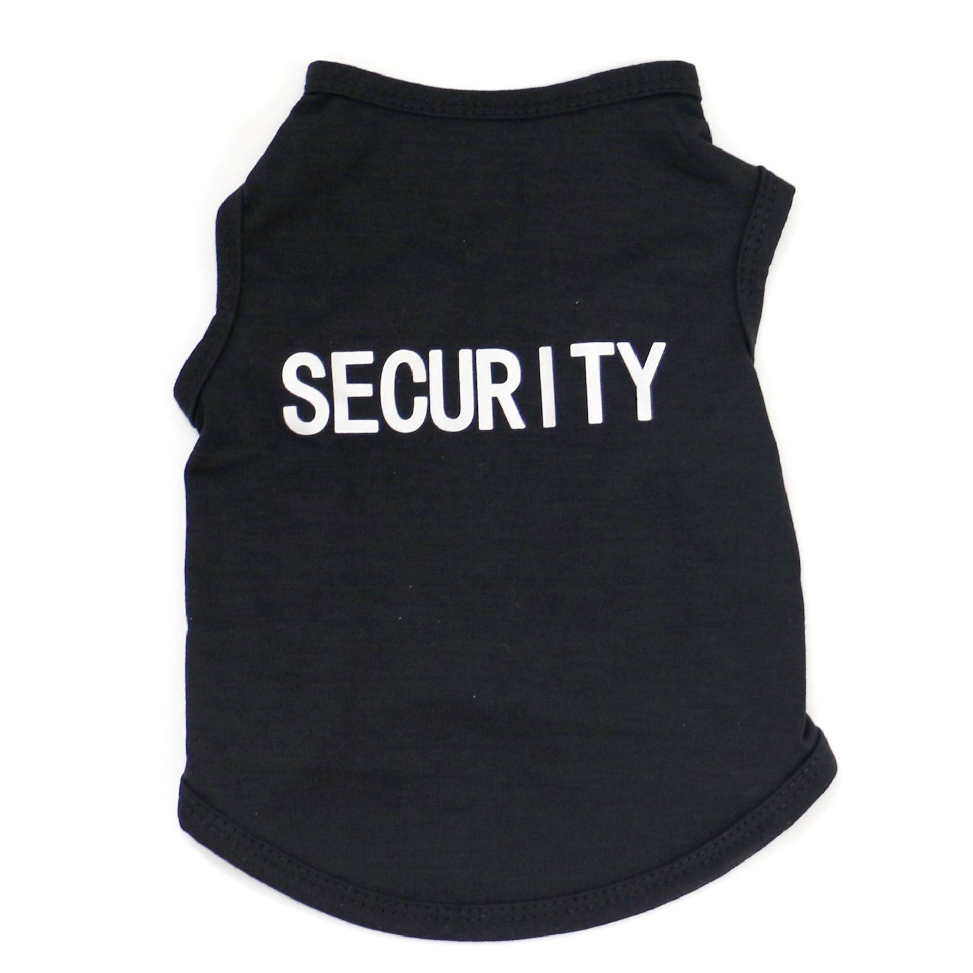 Lightweight printed dog vest T-shirt in polyester in Black Security Print, in a home setting