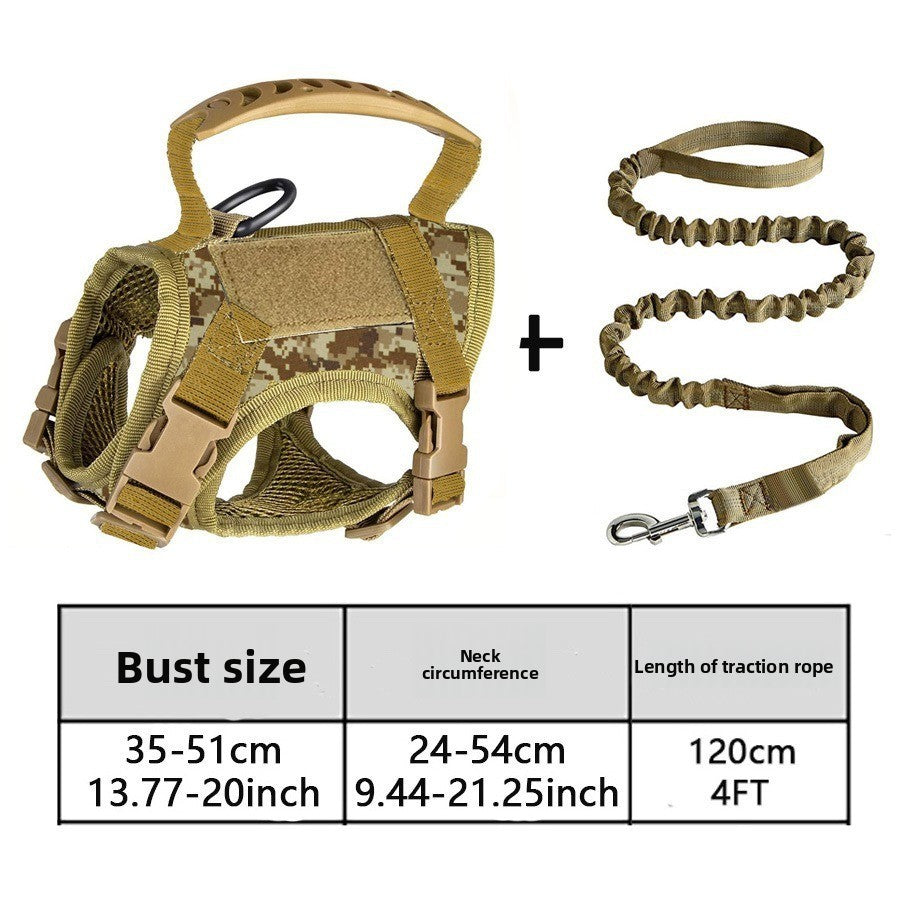 Tactical nylon vest harness for cats and small dogs in khaki