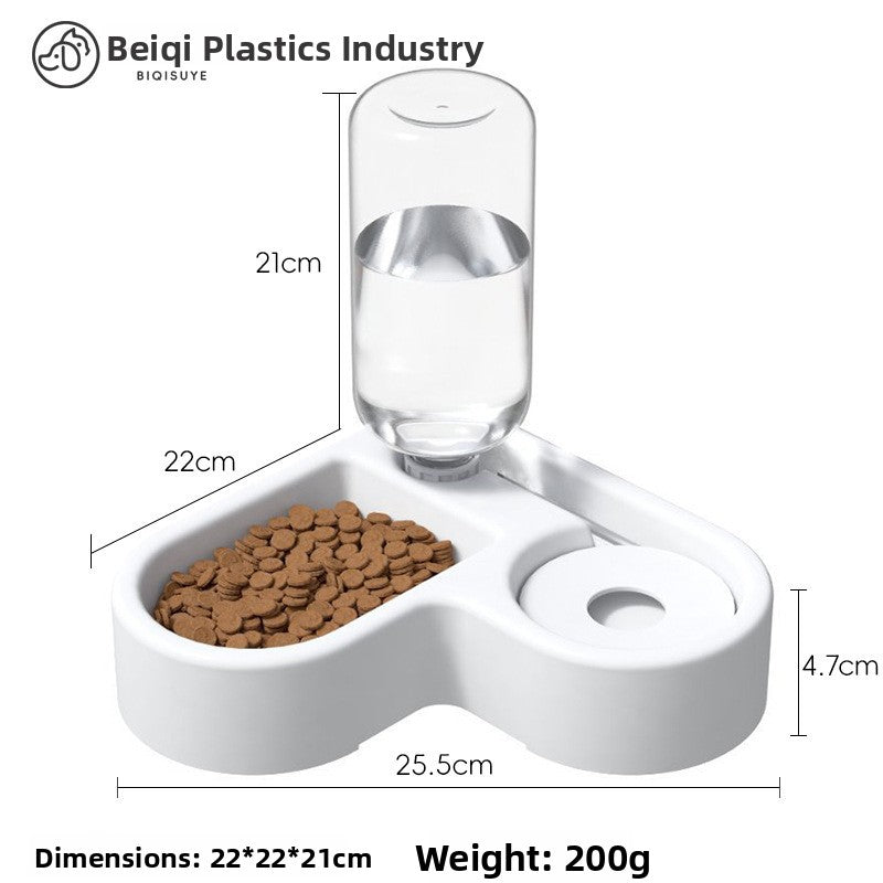 Automatic Pet Food and Water Dispenser with Gravity Feed, 2.3L Food and 1L Water Tank
