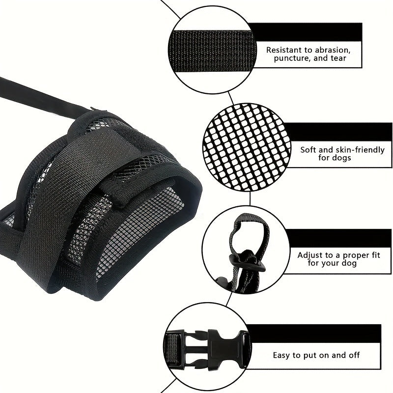 Lightweight black PVC adjustable dog muzzle, view 3