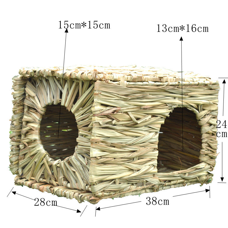Foldable woven grass hideout house for hamsters and rabbits, view 7