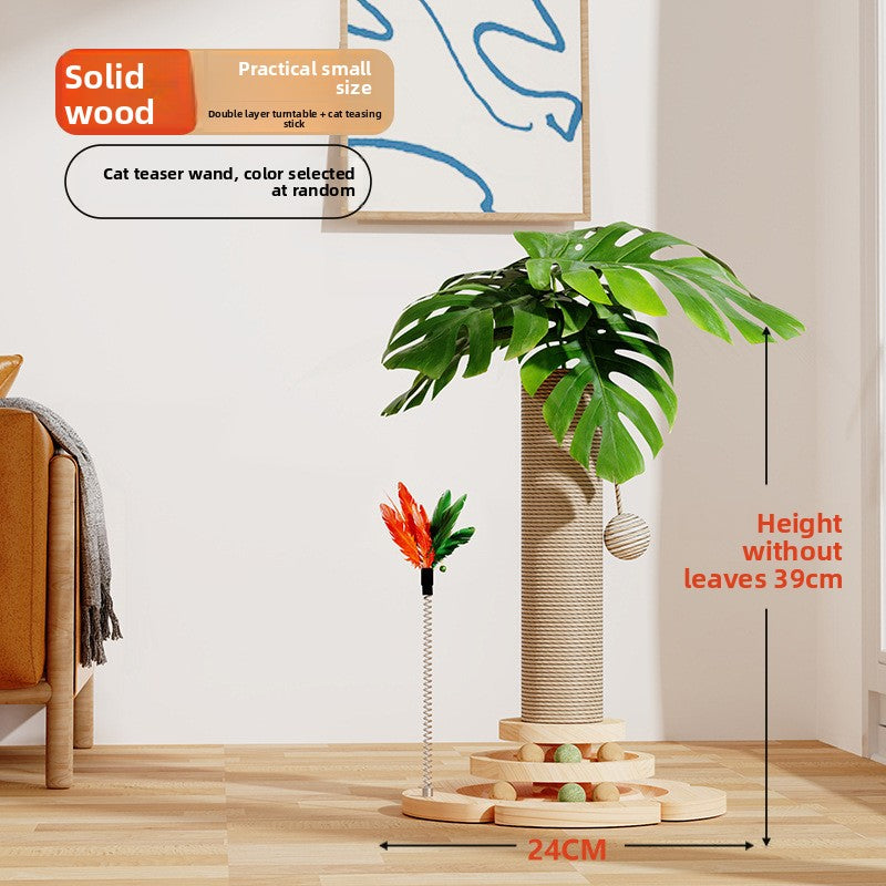 Plant style sisal cat scratching post with leaves, photo 10 of 19