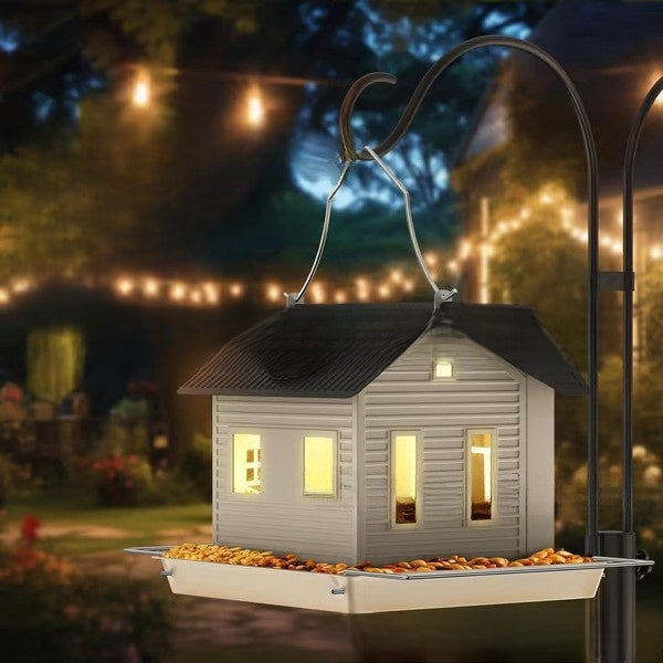 Metal swing garden bird feeder hanging outdoors, view 6