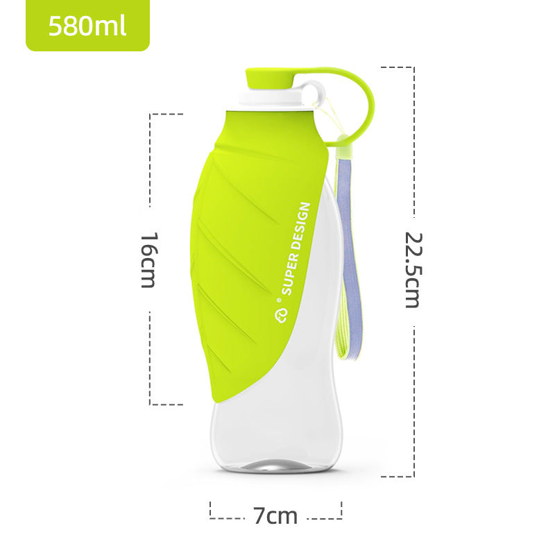 Leaf Shaped Foldable Silicone Pet Drinking Cup 580ml for Dogs and Cats on Outdoor Trips