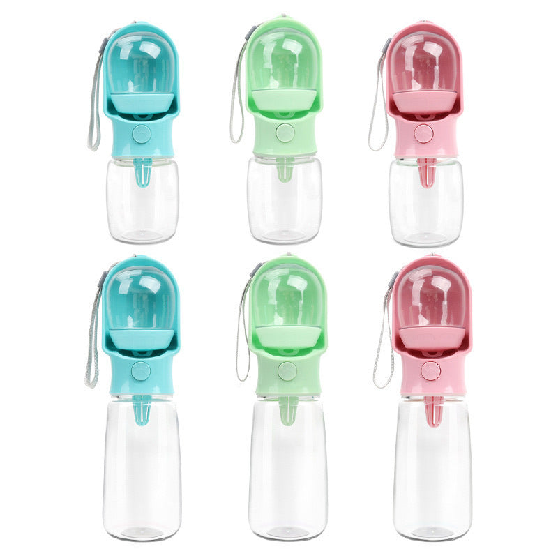 Portable Dog Travel Water Bottle with Built-In Food Container and Leak-Proof Lid