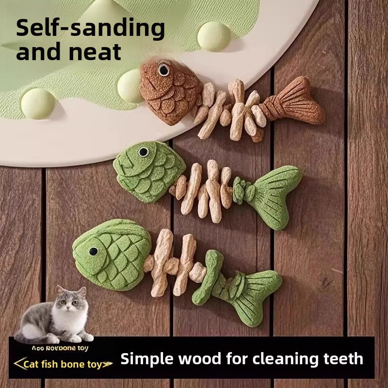 Fish Bone Catnip Chew Stick for Cats, Bite-Resistant Molar Toy