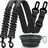 Reflective nylon dog car seat belt lead in black, 80cm long