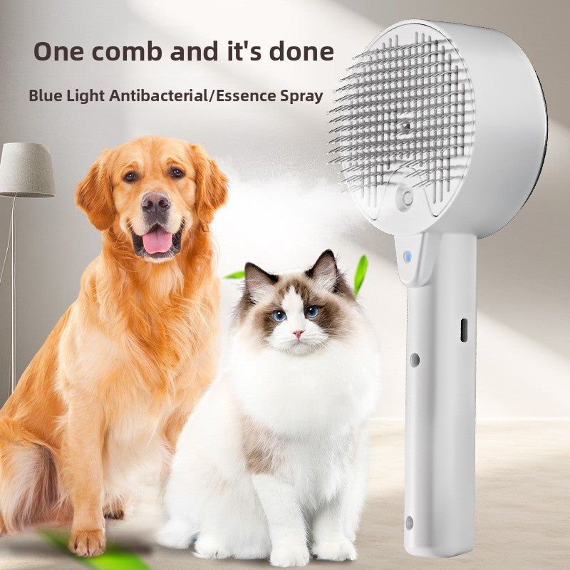 Self-Cleaning Pet Spray Massage Comb with One-Click Release
