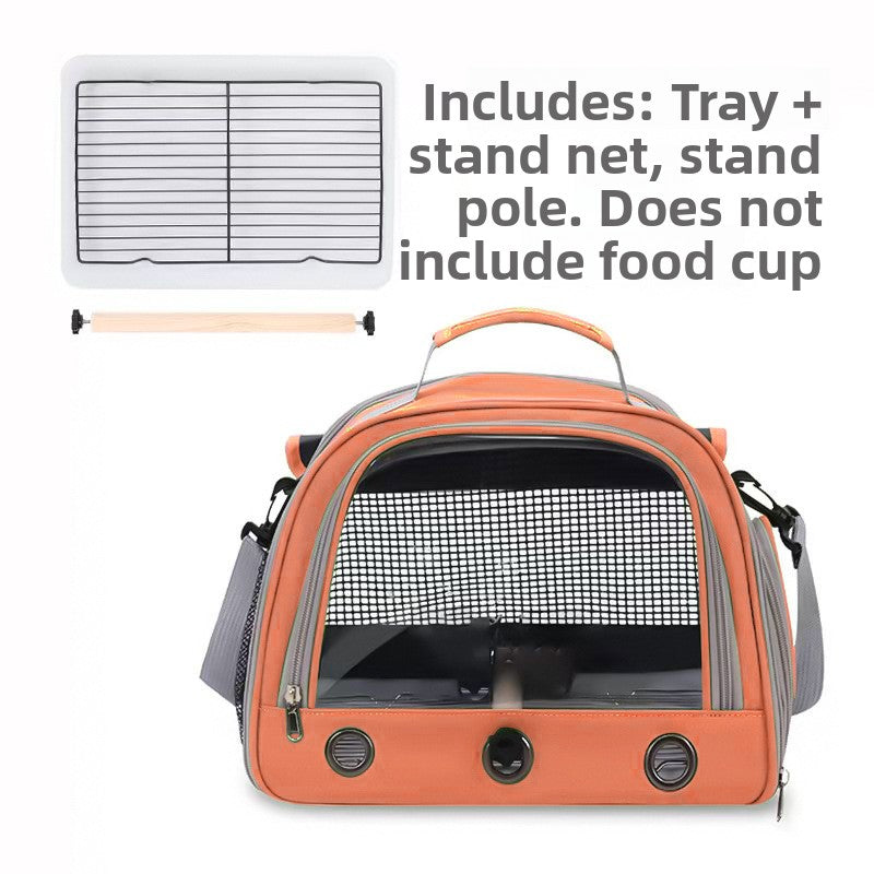 Green breathable bird carrier shoulder bag with mesh windows, view 17