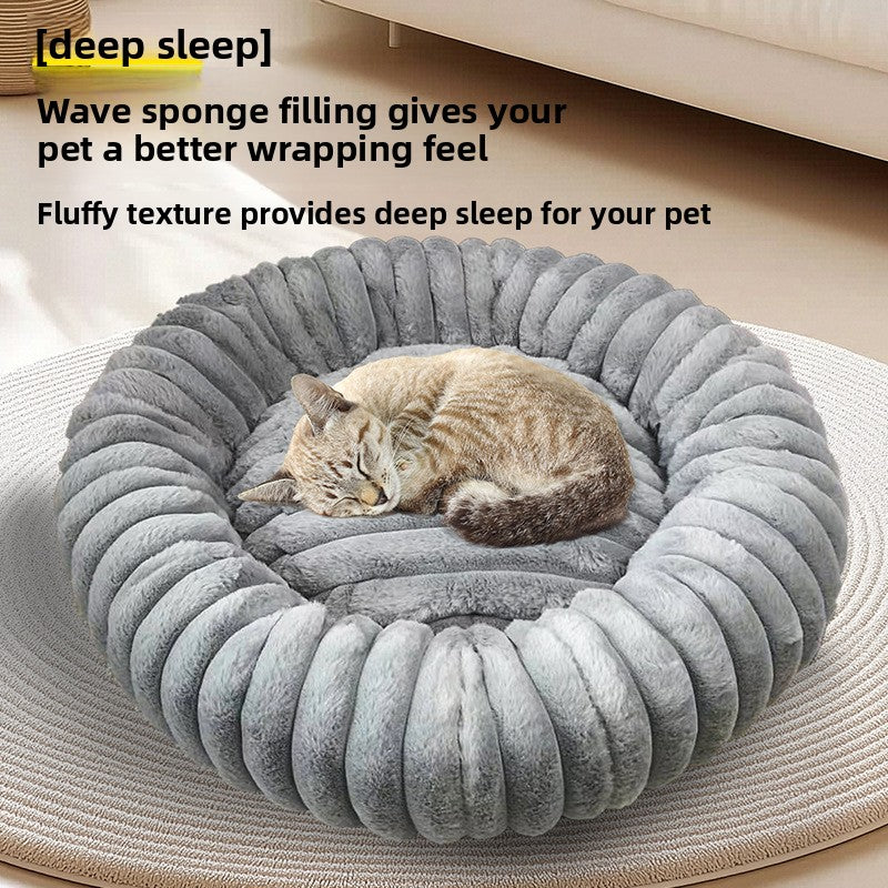Round Plush Calming Bed for Dogs, Cats and Rabbits, 40-120cm