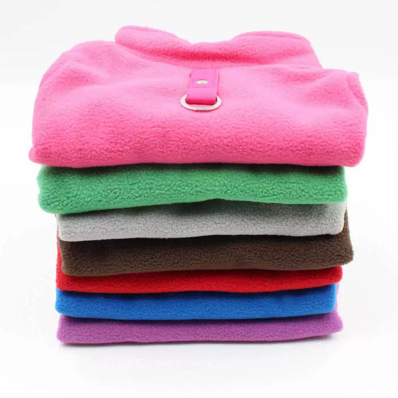 Warm fleece dog vest in 9 colour options