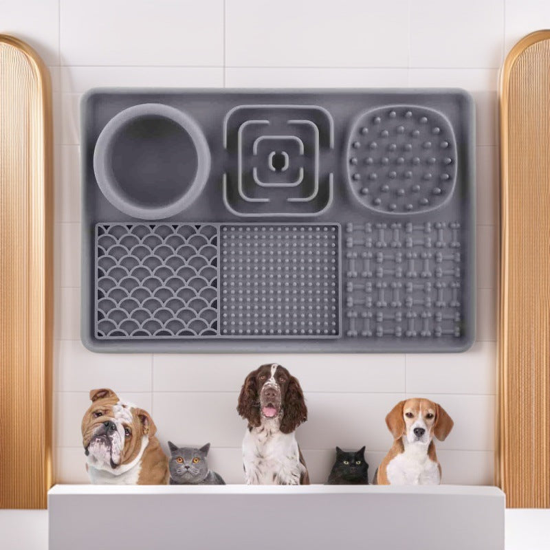 Square green lick mat with scraper for cats and dogs