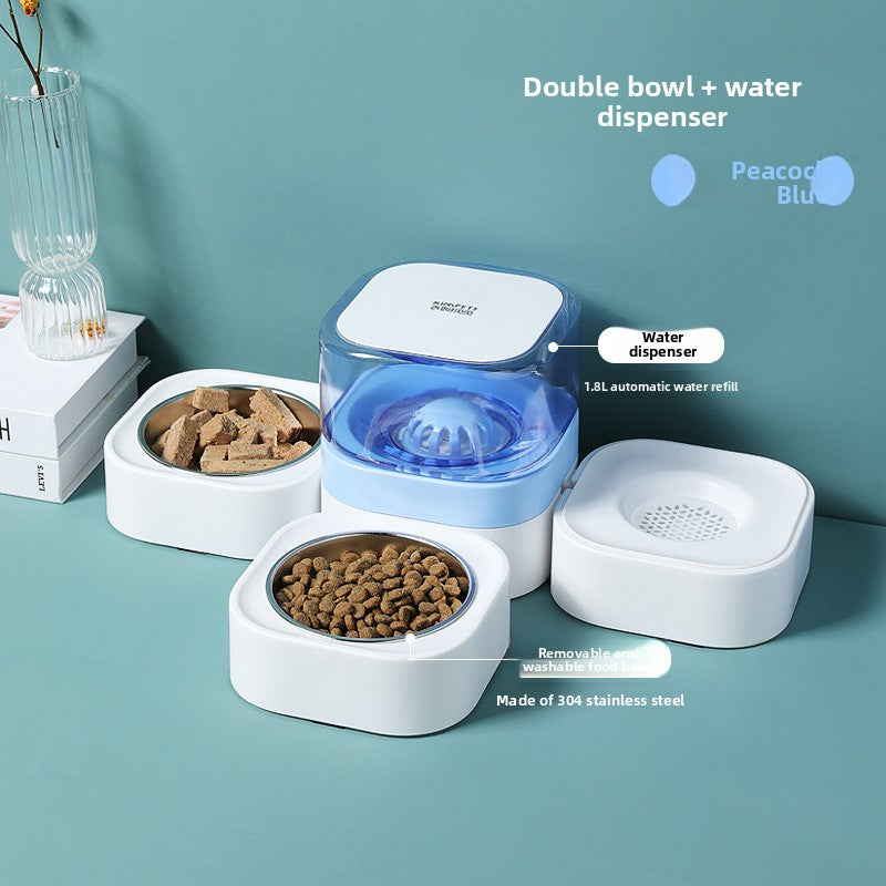 Elevated Double or Triple Pet Food and Water Bowl with Anti-Spill Base for Cats and Dogs