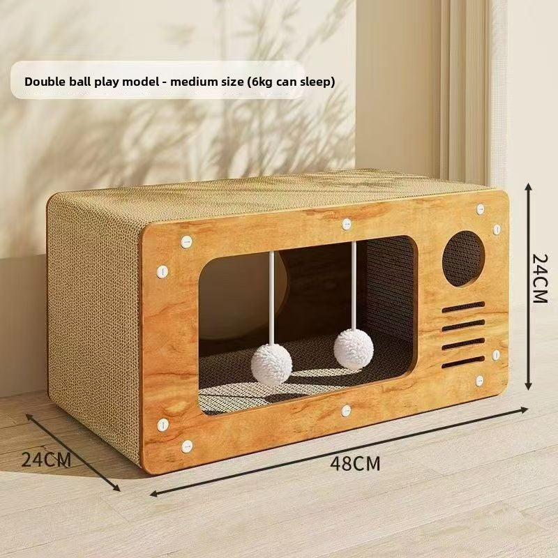 Double layer corrugated cardboard cat scratcher house and lounger, photo 9