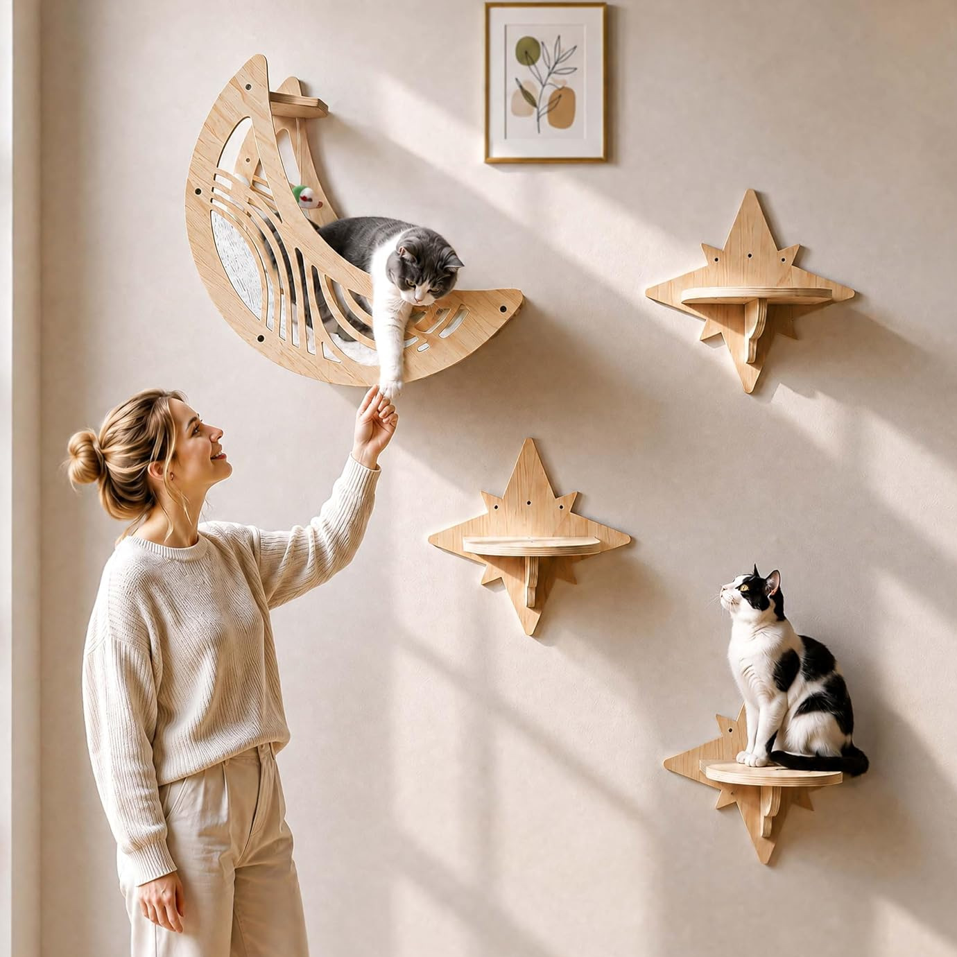 Star and moon cat wall shelves, detail photo 3