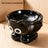 Ceramic cat ear food bowl with tilted rim in off white, view 7