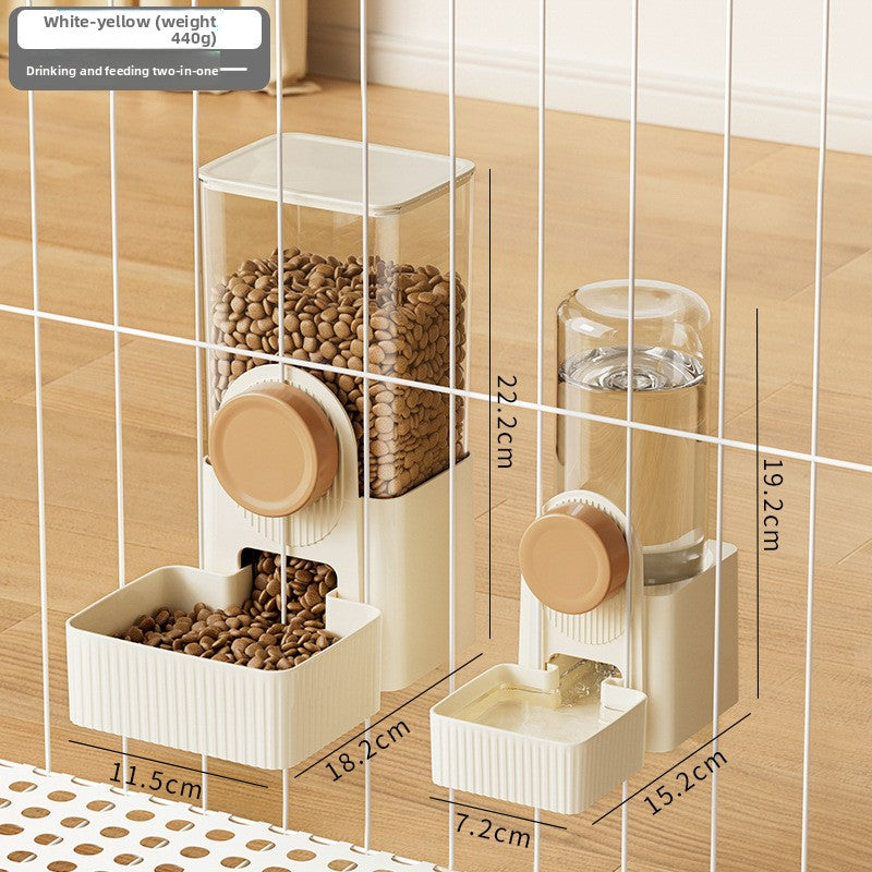 Hanging gravity pet feeder and water dispenser for cages in two tone colours, view 15
