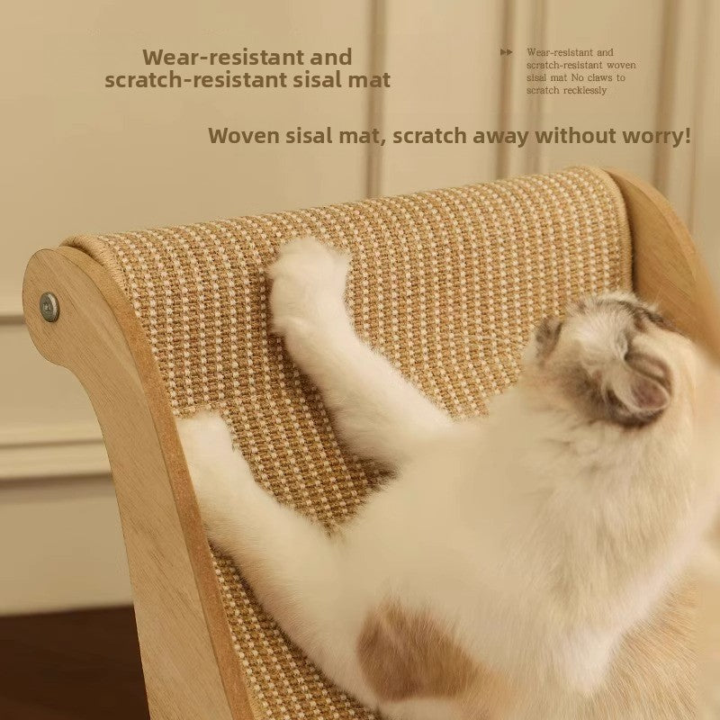 Wooden cat lounge chair with sisal scratching pad, view 4