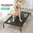 Elevated camping dog bed with steel frame and breathable mesh