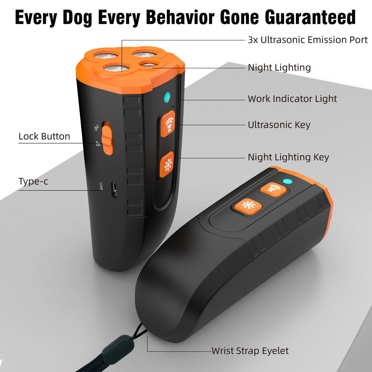 Handheld Ultrasonic Dog Repeller with Triple-Core Power