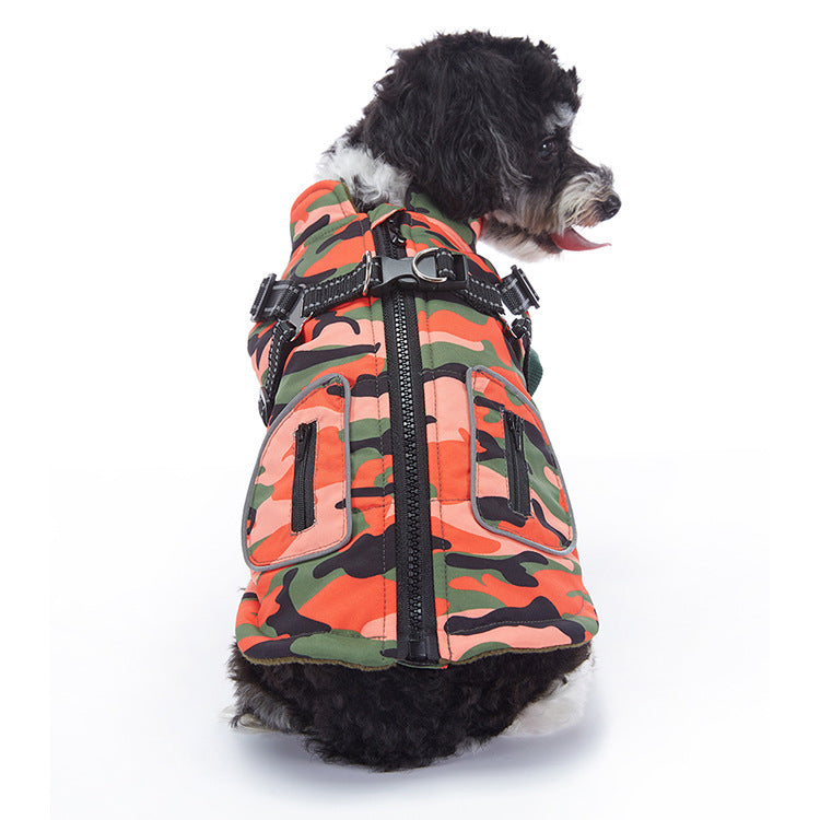 Reflective waterproof dog coat with lamb fleece lining in Pink Grey Dot, material detail
