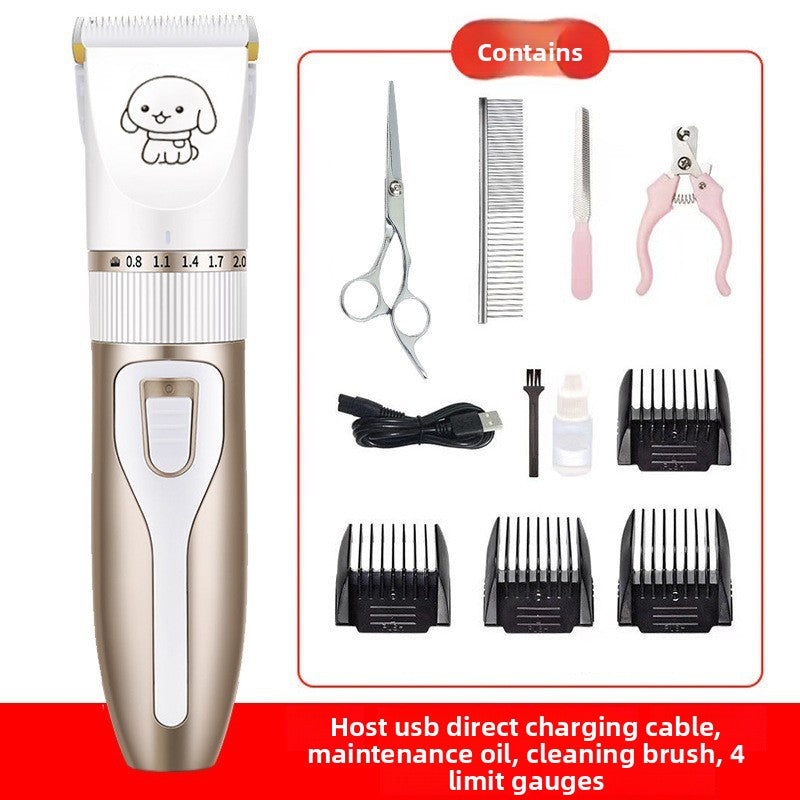 Cordless Dog Hair Clippers with Guide Combs, Low Noise Trimmer Kit