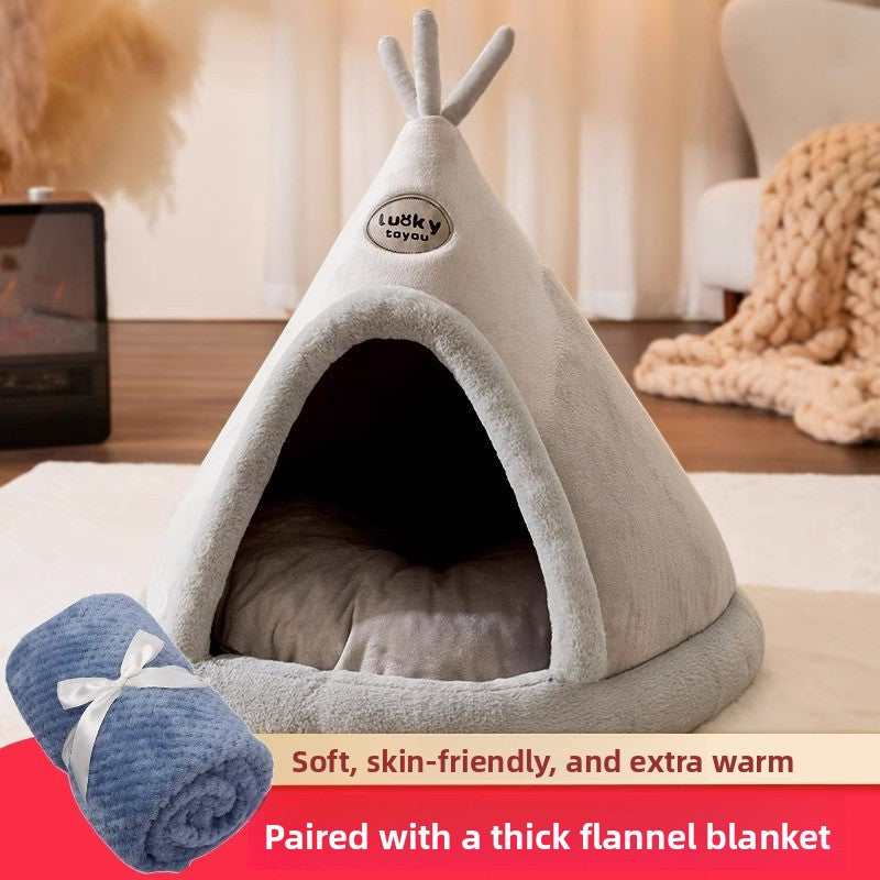 Yurt style cat tent kennel with brown elk print, product image 18