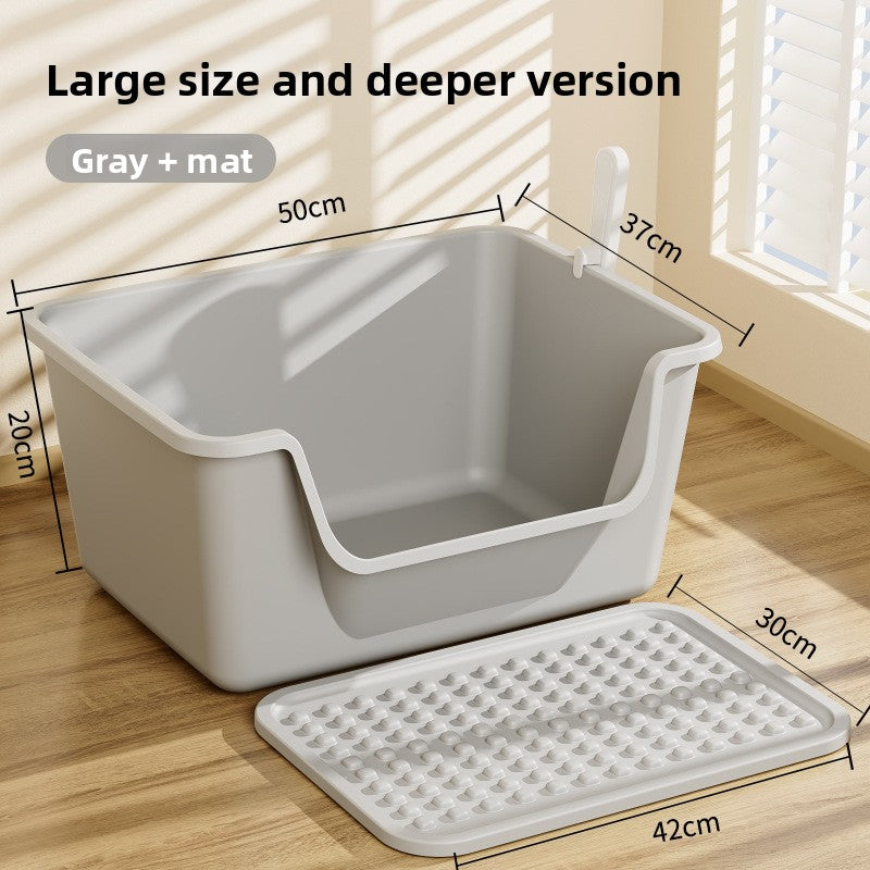 Extra Large Semi-Enclosed Cat Litter Box with Scoop, Thick PP