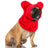 Cat wearing a warm red fleece winter hat
