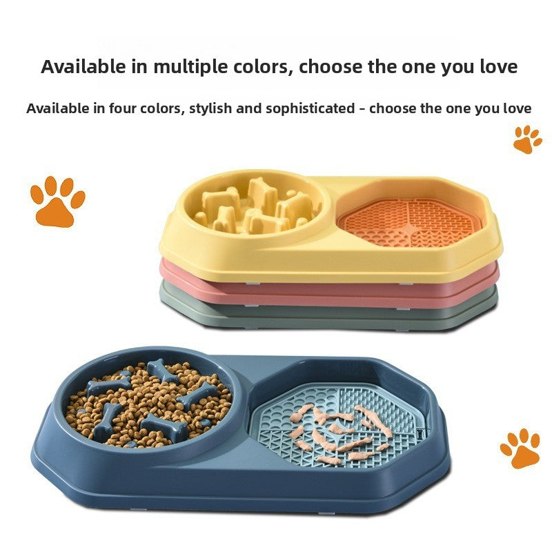Bone shaped slow feeder double bowl for cats and dogs - view 3
