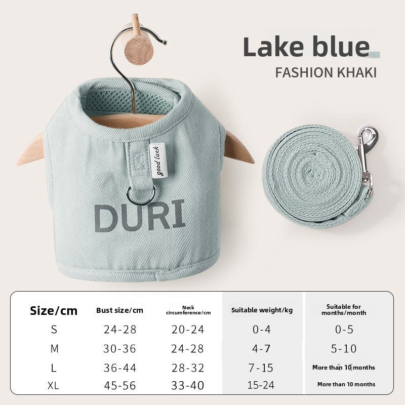 Denim harness and lead set with fun prints, main product photo