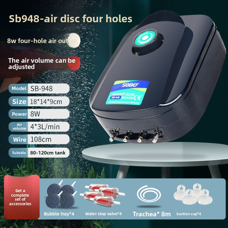Adjustable quiet aquarium air pump with air stone kit, view 24