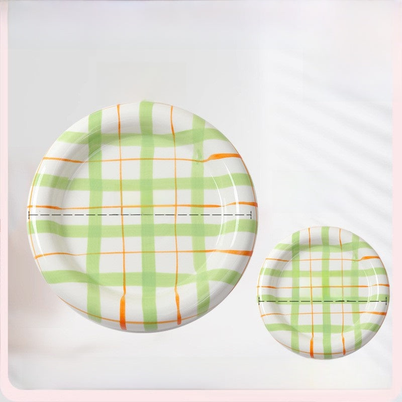Glazed ceramic pet food plate with bear design in blue and pink, view 24