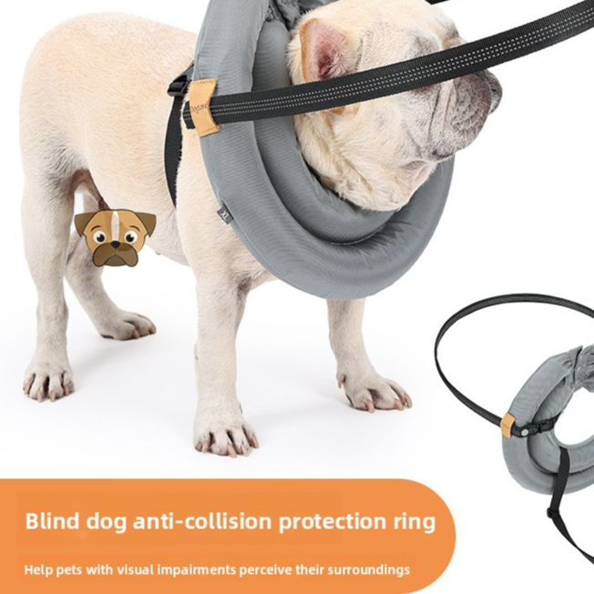 Padded bumper halo ring for dogs and cats in Grey, front view