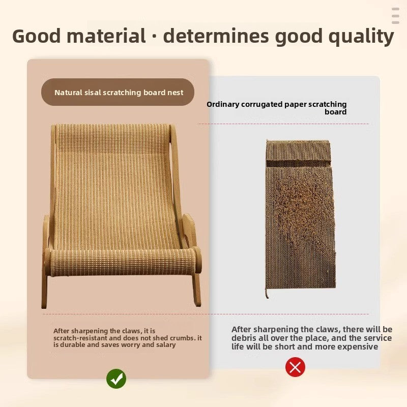 Wooden cat lounge chair with sisal scratching pad, view 3