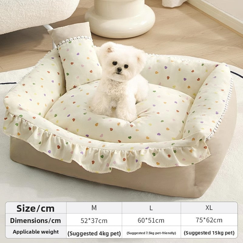 Raised Rim Plush Pet Bed with Blanket Option for Cats and Dogs
