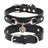 Heart rhinestone PU leather pet collar in Pink, close-up detail