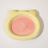 Glazed ceramic pet food plate with bear design in blue and pink, view 5