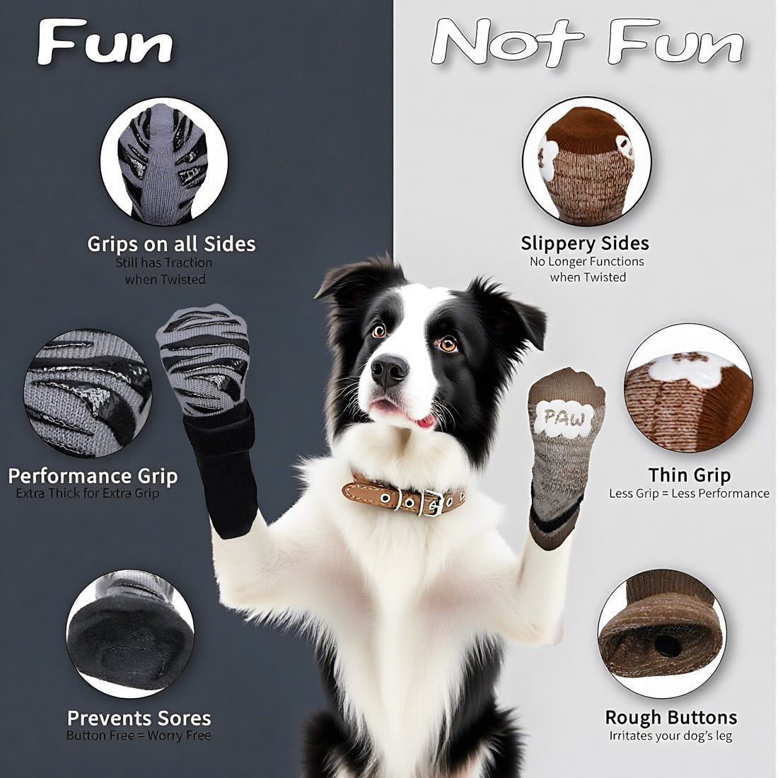 Anti slip dog socks set of four, available in 8 colours, image 3