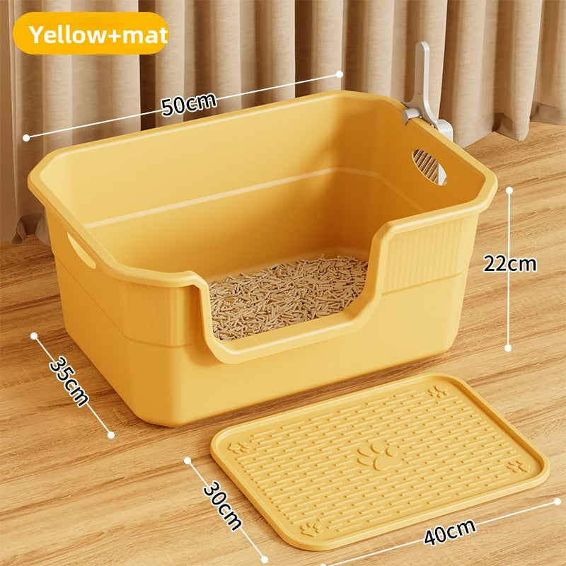Extra Large Semi-Enclosed Cat Litter Box with Scoop, Thick PP